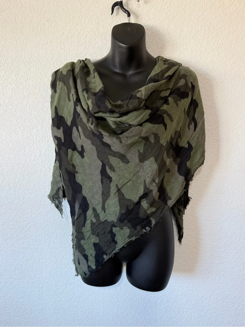 Camouflage Studded Green Black Lightweight Cowl Neck Shawl Scarf